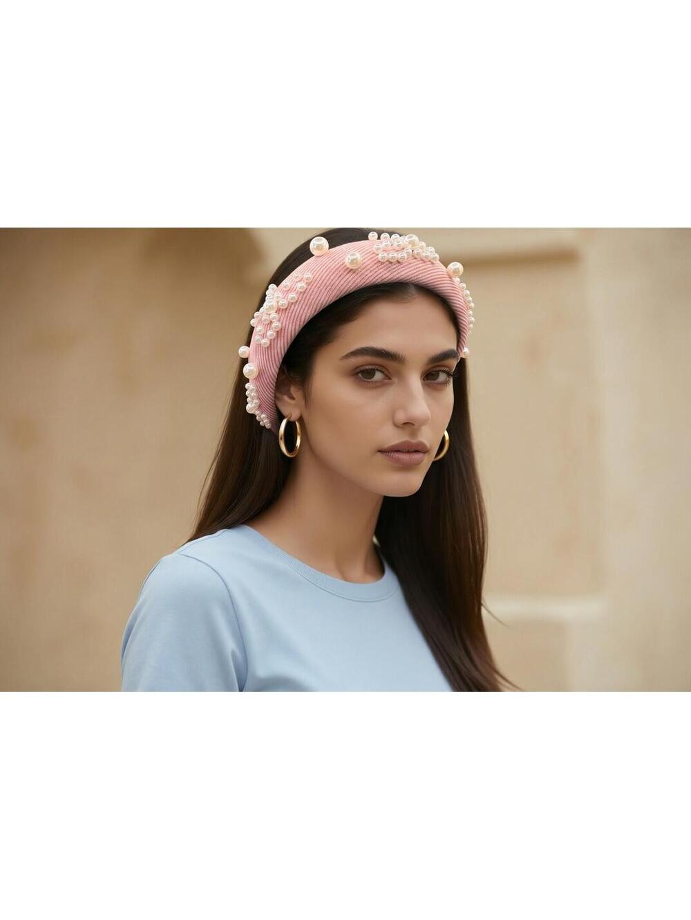headbands women fashion Beads Hair Accessories Pink Padded